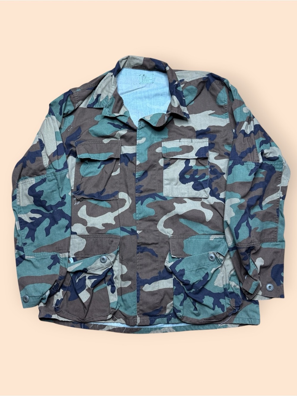 Vintage 1980s US Military Woodland Camo Jacket Men’s Medium Regular Vtg Military